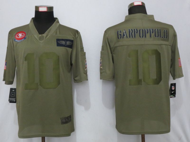 Men San Francisco 49ers #10 Garoppolo Nike Camo 2019 Salute to Service Limited NFL Jerseys